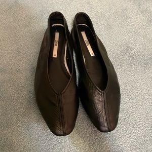 Zara black leather ballet flats
